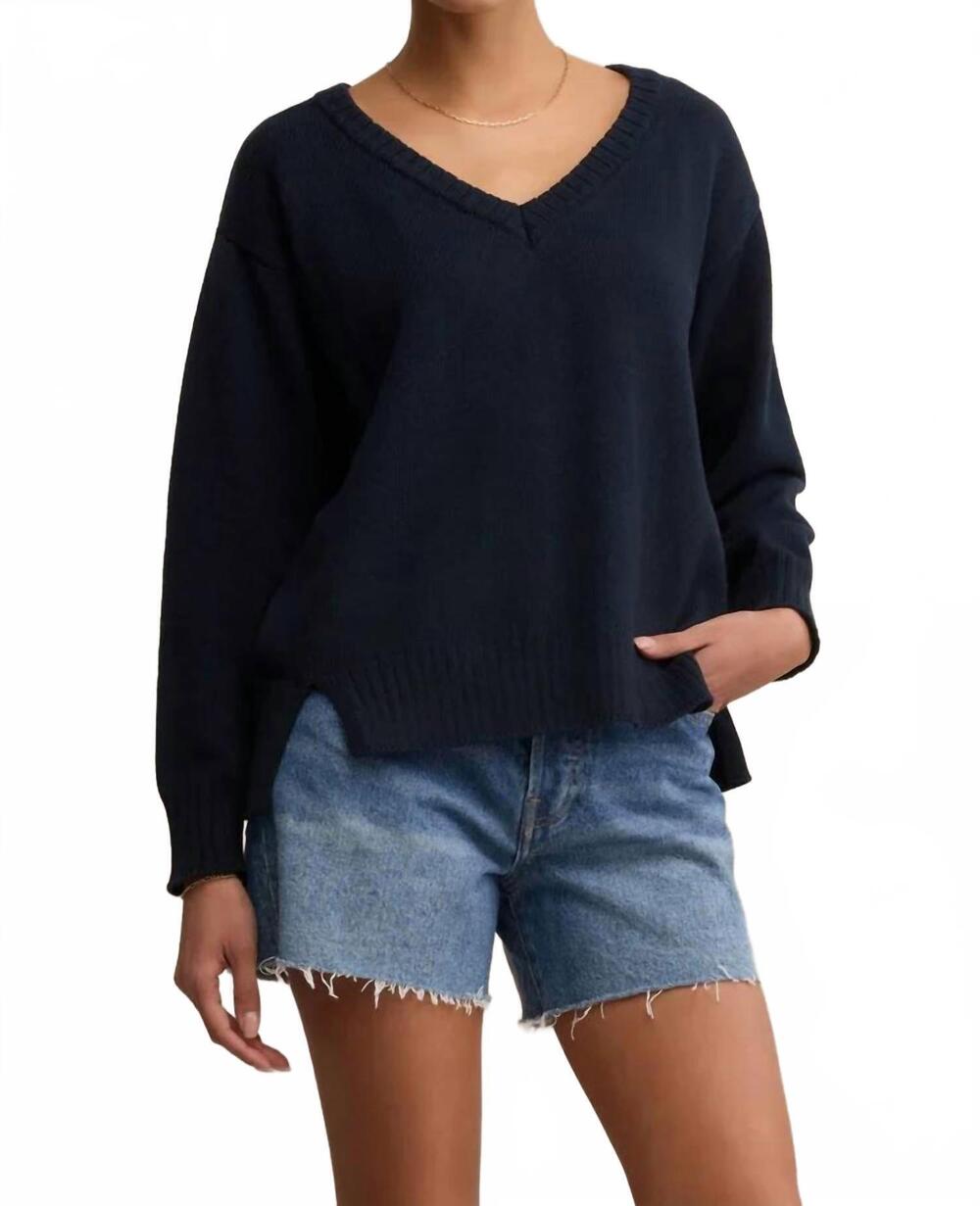 NEW Z SUPPLY all around v neck sweater in navy